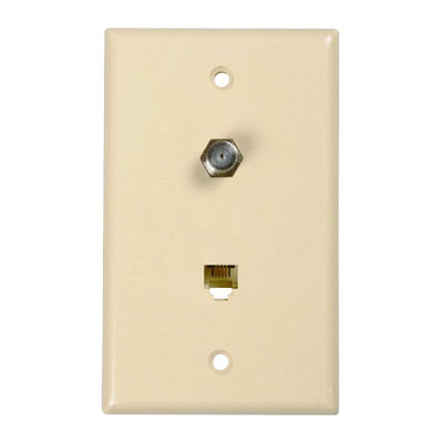 40-1511 Color Rite Phone/Coax Plate - Ivory