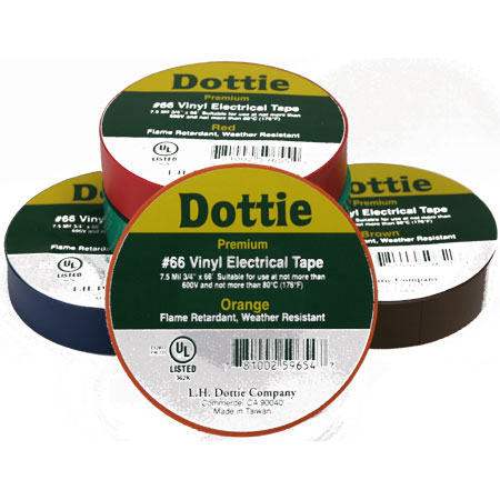 66CWHT L.H. Dottie 3/4 X 66' Premium Color Coding PVC Tape White-DISCONTINUED