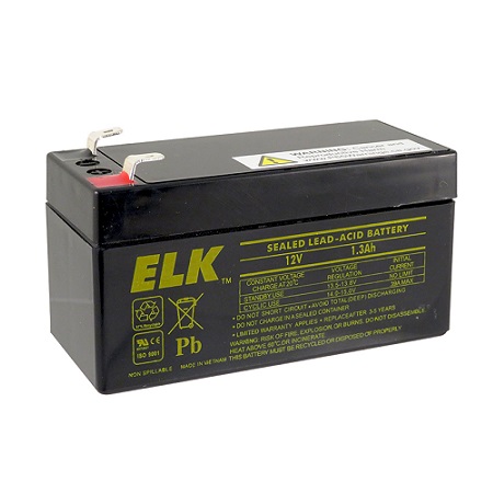 ELK-1213 ELK Rechargeable Sealed Lead Acid Battery 12 Volts/1.3Ah - F1 Terminals