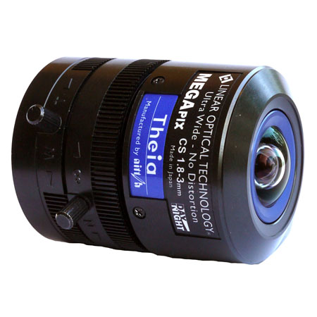 SL183A Theia 5MP 1/2.3" 1.8-3mm Varifocal F1.8-Close CS Mount DC Auto Iris IR Corrected Ultra Wide FOV Lens