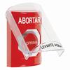 SS2021AB-ES STI Red Indoor Only Flush or Surface Turn-to-Reset Stopper Station with ABORT Label Spanish