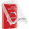 Show product details for SS2022HV-EN STI Red Indoor Only Flush or Surface Key-to-Reset (Illuminated) Stopper Station with HVAC SHUT DOWN Label English