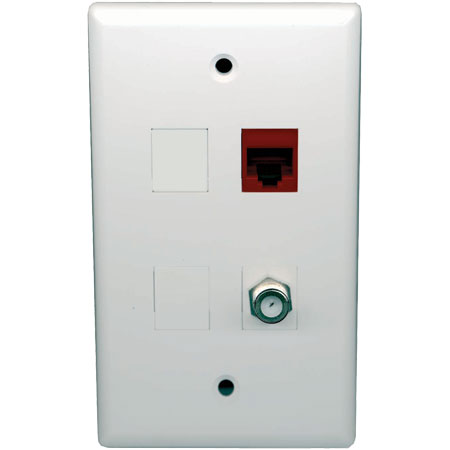 ST2-D/V NAPCO Wall Plate w/ F-81 & RJ45 Jack for Terminating Video/Data