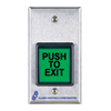 TS-5T Alarm Controls U.L. 2” Sq. Blue Illuminated P.B. with Timer, S.P.D.T., 2 A. Contacts, "Ada Symbol", ½” Red Led Single Gang Stainless Steel Wallplate, 12/24 Volts AC/DC